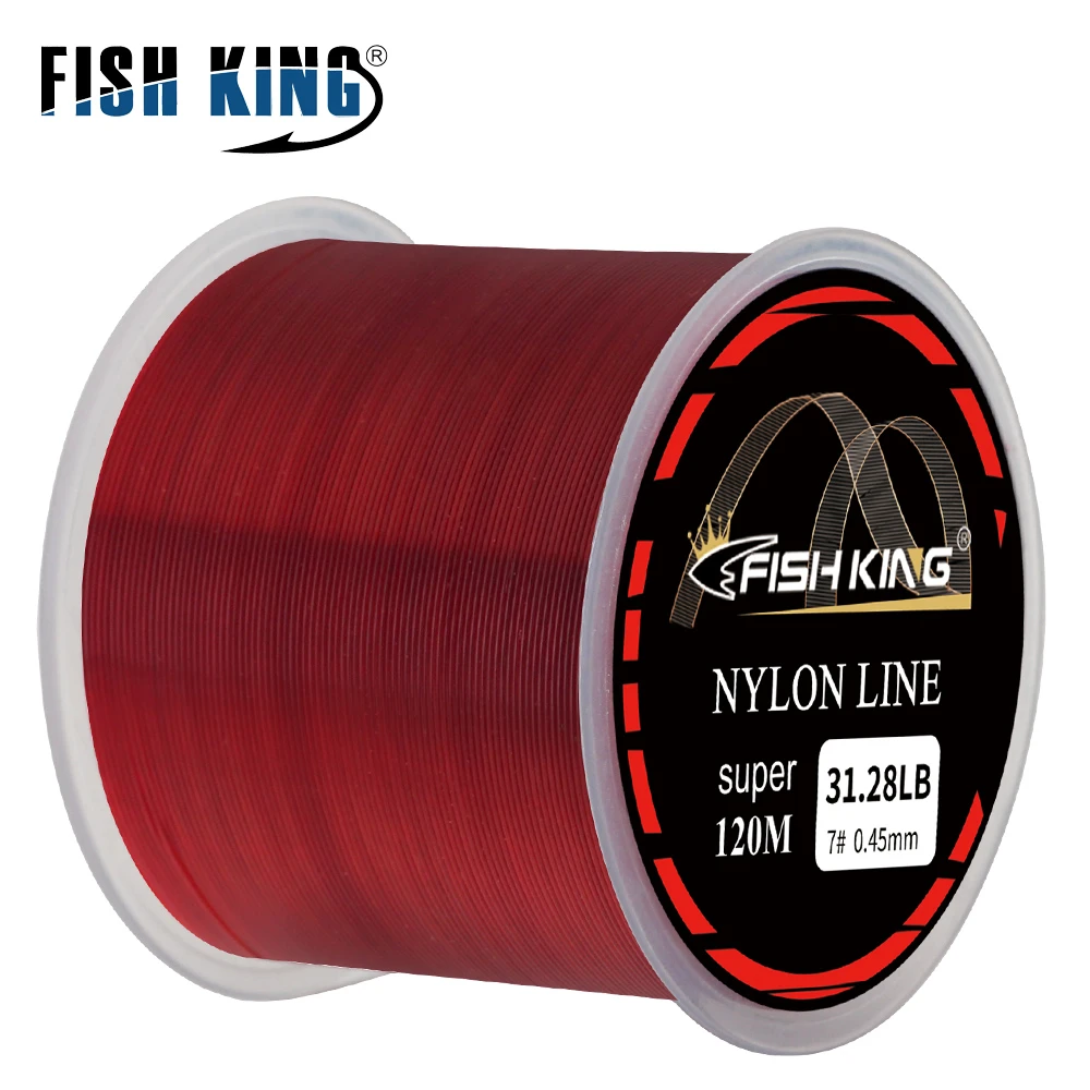 FISH KING 120M Nylon Fishing Line 5colors 4.13LB-34.32LB Super Strong Carp Line Durable Monofilament Sea Fishing Line Japan