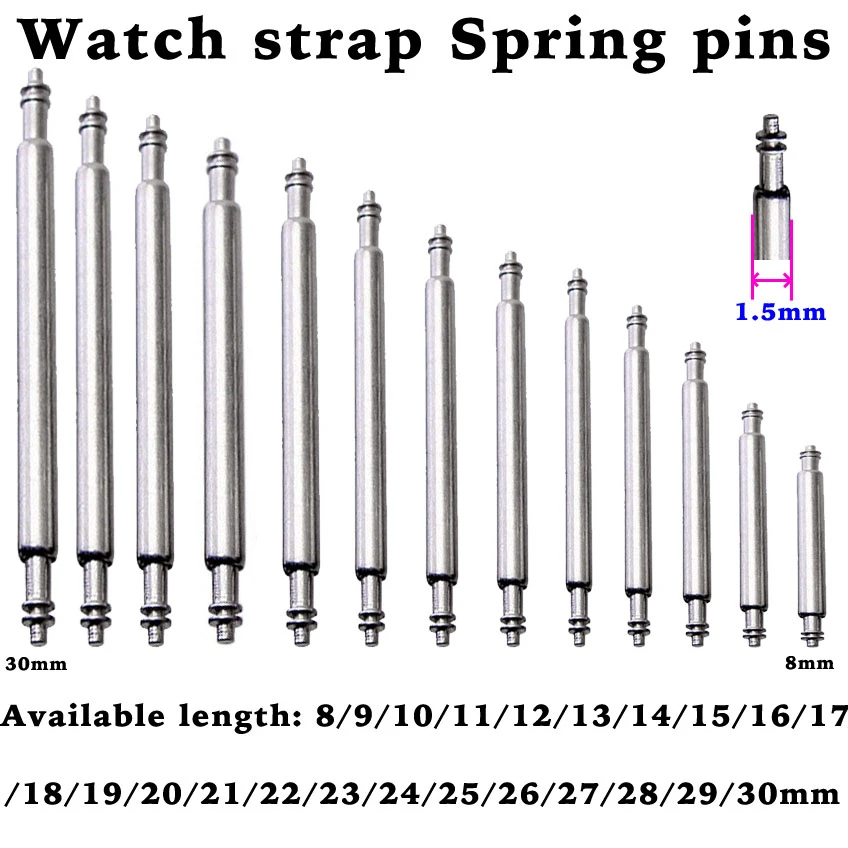 8 to 16 17 18 19 20 21 22 23 24 25 26 27 28 29 30mm Spring Bar for Watch Band Strap Spring Pins Repair Tool Release Pin