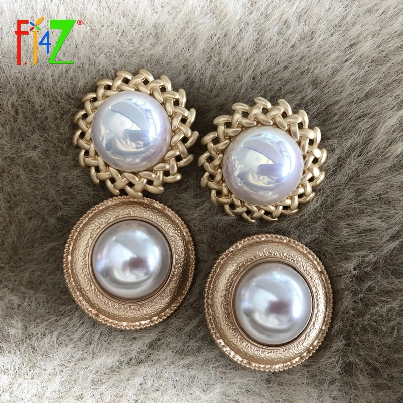 F.J4Z 2020 Trend Earrings for Women Fashion Big Stunning Imitation Pearl Geome Earrings Chunky Statement Christmas Gifts