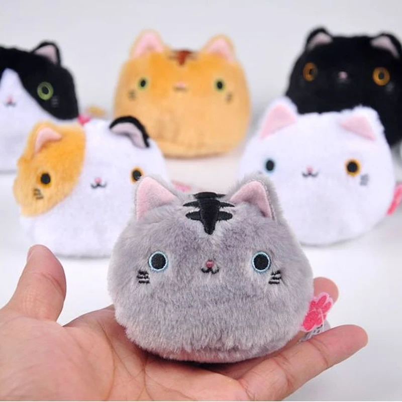 NEW 1PCS 6 Colors Kawaii 8CM Cats Stuffed TOYS Keychain Cat Gift Plush TOY DOLL for Kid's Party Birthday Plush Toys for Girl