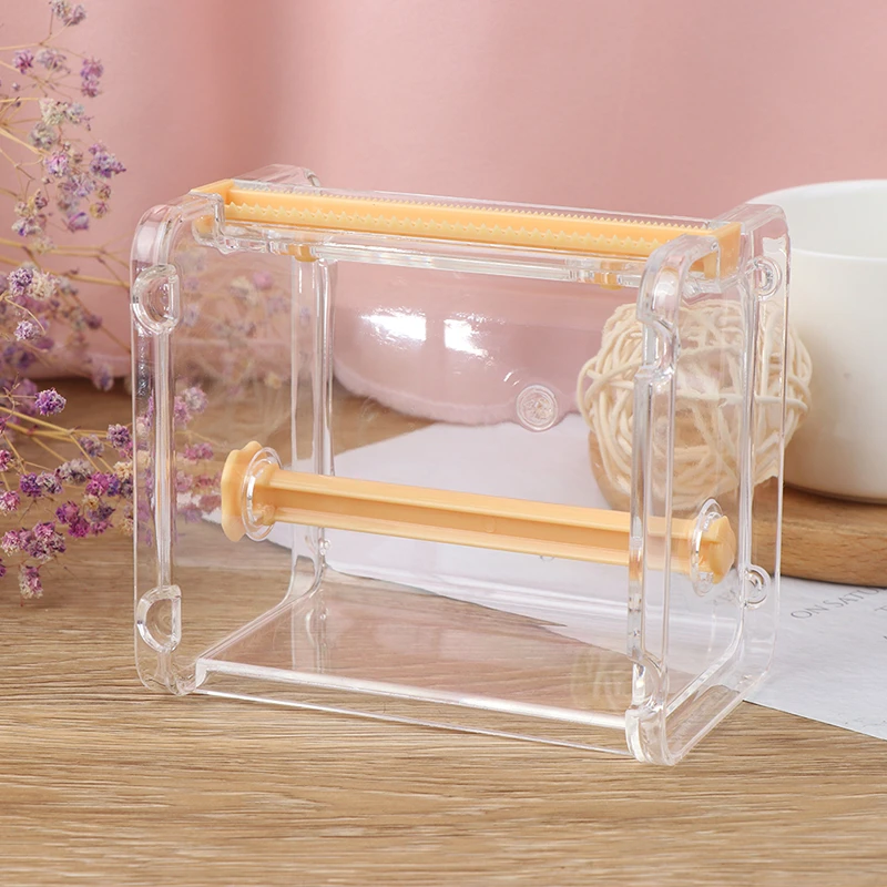 Transparent Adhesive Tape Dispenser Cutter Desk Washi Tape Holder Storage Box Organizer Office School Stationery Supply