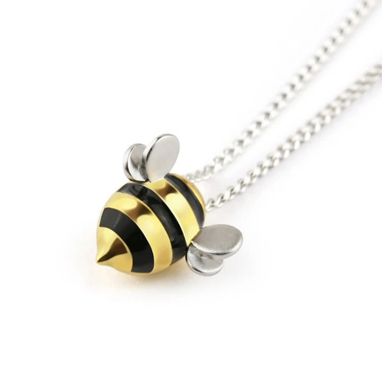2021 New Cute Little Bee 925 Sterling Silver Necklace and Pendant Necklace Crystal from Swarovskis Jewelry Collar De Plata