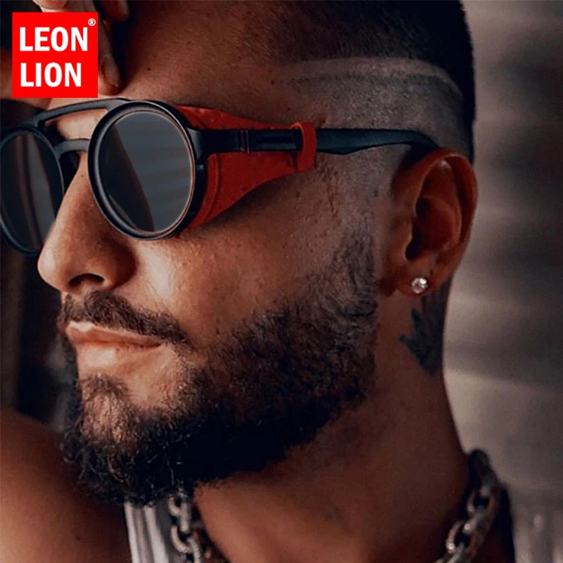LeonLion Luxury Punk Sunglasses Men Vintage Glasses for Men/Women Luxury Brand Sunglasses Men Punk Retro Lunette Soleil Homme