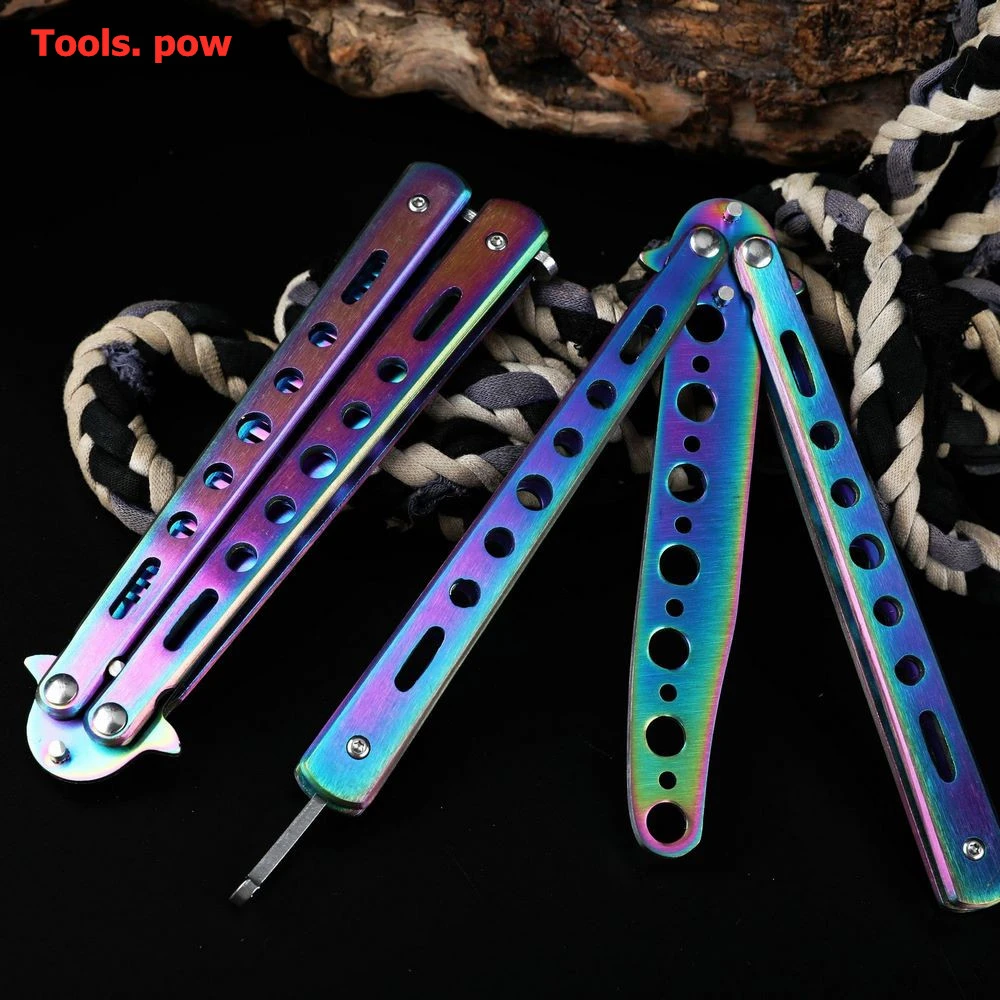 Beginner Butterfly Knife Six-Hole Butterfly Practice Knife Training Knife All-Steel Butterfly Play Knife Unedged Butterfly Knife