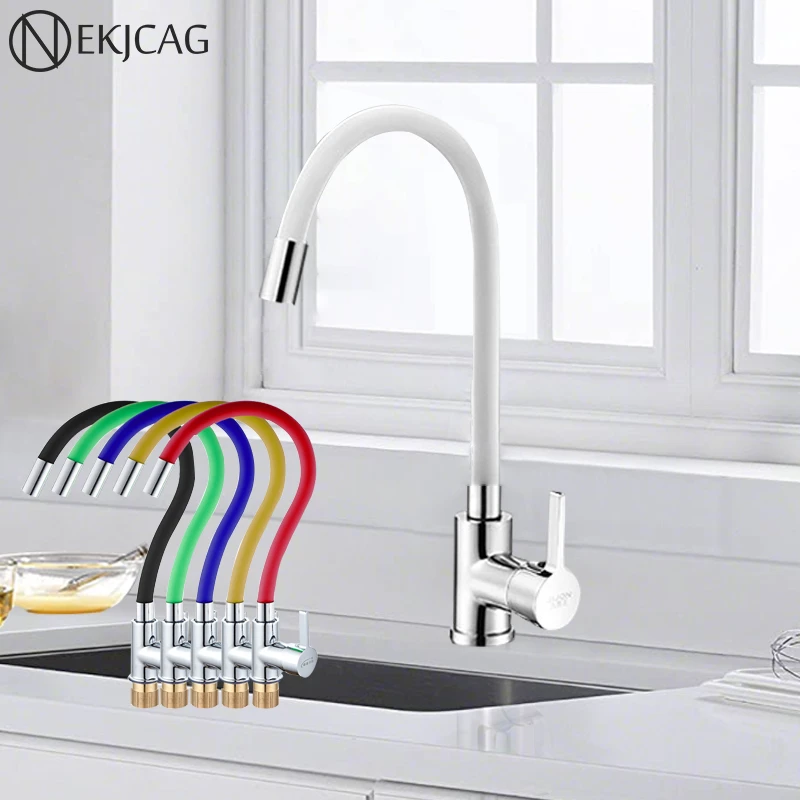 Silica Gel Nose Any Direction Rotating Kitchen Faucet Multi-color Options Cold and Hot Water Mixer Tap Deck Installation