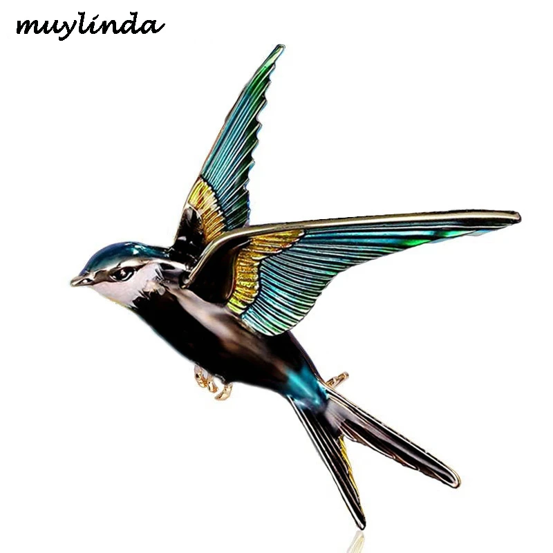 muylinda Bird Enamel Pin Women Swallow Brooches And Pins Jewelry Scarf Clip Birds Rhinestone Banquet Pin Jewelry