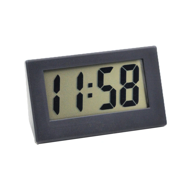 Desk Digital Clock LCD Screen Self-Adhesive Bracket Car Clock Plastic Mini Time Clock