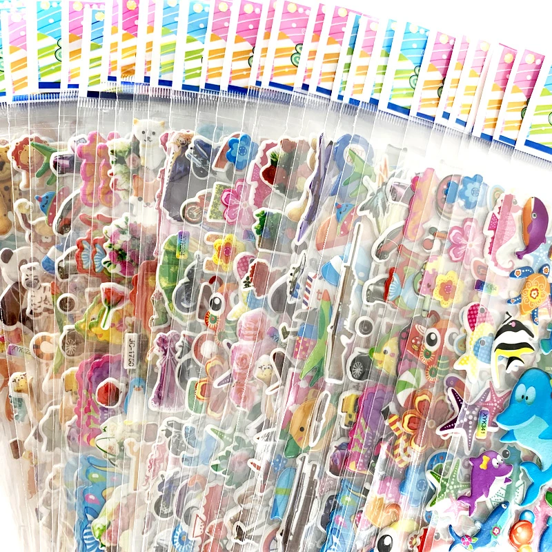 12 Sheets/Pack Cute Bulk 3D Puffy Stickers for Kids Scrapbooking Laptop Mobile Phone Decoration Girl Boy Birthday Gift