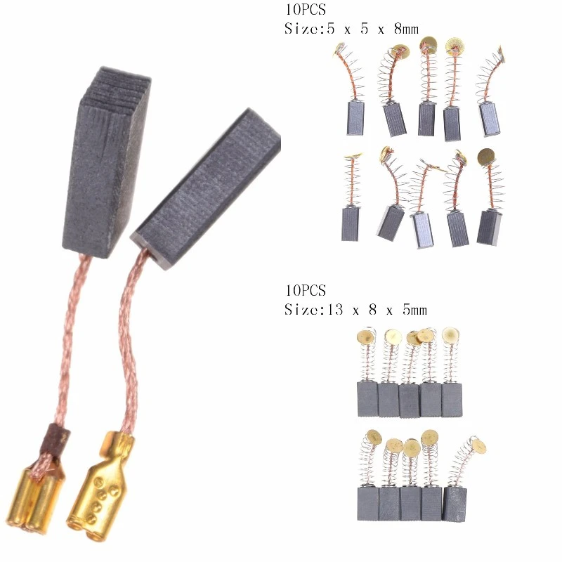 10Pcs Graphite Copper Motor Carbon Brushes Set Tight Copper Wire for Electric Hammer/Drill Angle Grindern