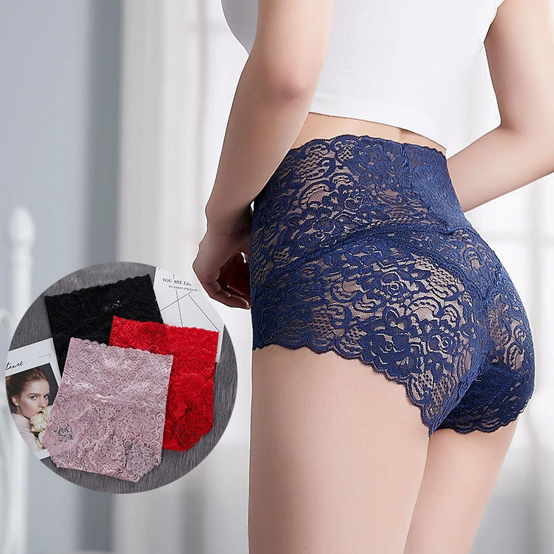 Sexy Lace Shapers Panties Europe Women Seamless Hip Raise Slimming Tummy Control Briefs Transparent 3XL Plus Size Lingerie