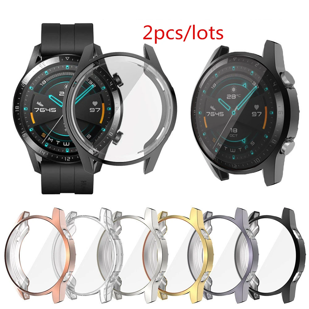 2pcs Watch Case For Huawei Watch GT 2 46mm Case Soft Silicone TPU Protective watch Cover Protector  Frame For Huawei GT2 42mm
