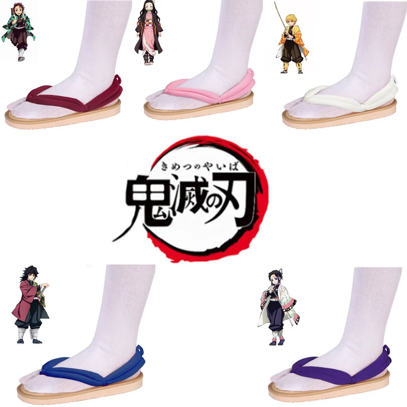 Anime Demon Slayer Cosplay Shoes Kimetsu No Yaiba Kamado Tanjirou Clogs Sandals Kamado Nezuko Geta Kochou Shinobu Flip Flops