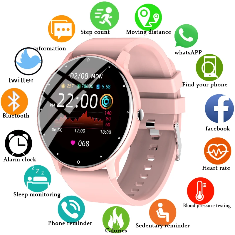 LIGE 2021 Fashion Full Touch Screen Smart Watch Women Heart Rate Multifunctional Sports Fitness Waterproof Smartwatch Men Woman