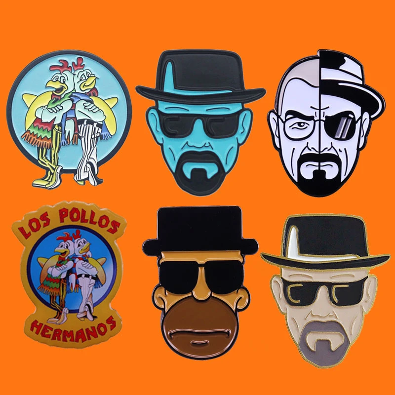 Breaking Bad Enamel Pins Backpack Hat Bag Collar Lapel Badges Fried Chicken Metal Cartoon Brooch Men Women Fashion Jewelry Gifts