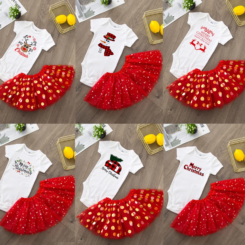 Merry Christmas Baby Girl Party Dress Red Tutu Cake Outfits Infant Dresses Baby Girls Baptism Clothes 0-24M Drop Ship