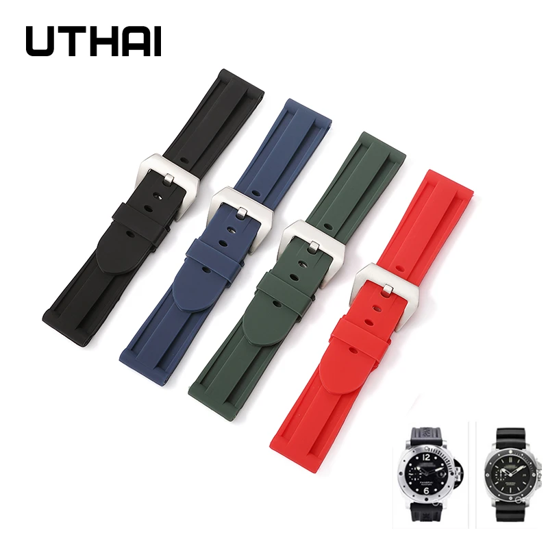 UTHAI Z39 Watchbands Pure color silicone strap 20mm 22mm 24mm watch bands Rubber men's strap accessories