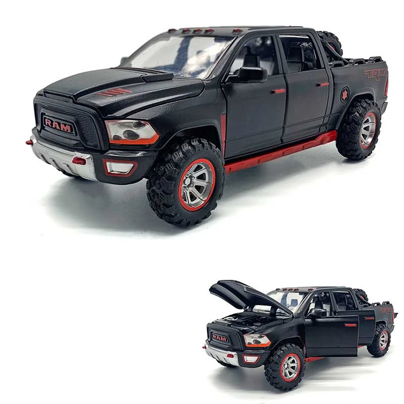 1/32 New Arrival Ram Pickup Off Road Model Toy Car Alloy Die Cast Simulation Sound Light Pull Back Off-Road Toys Vehicle