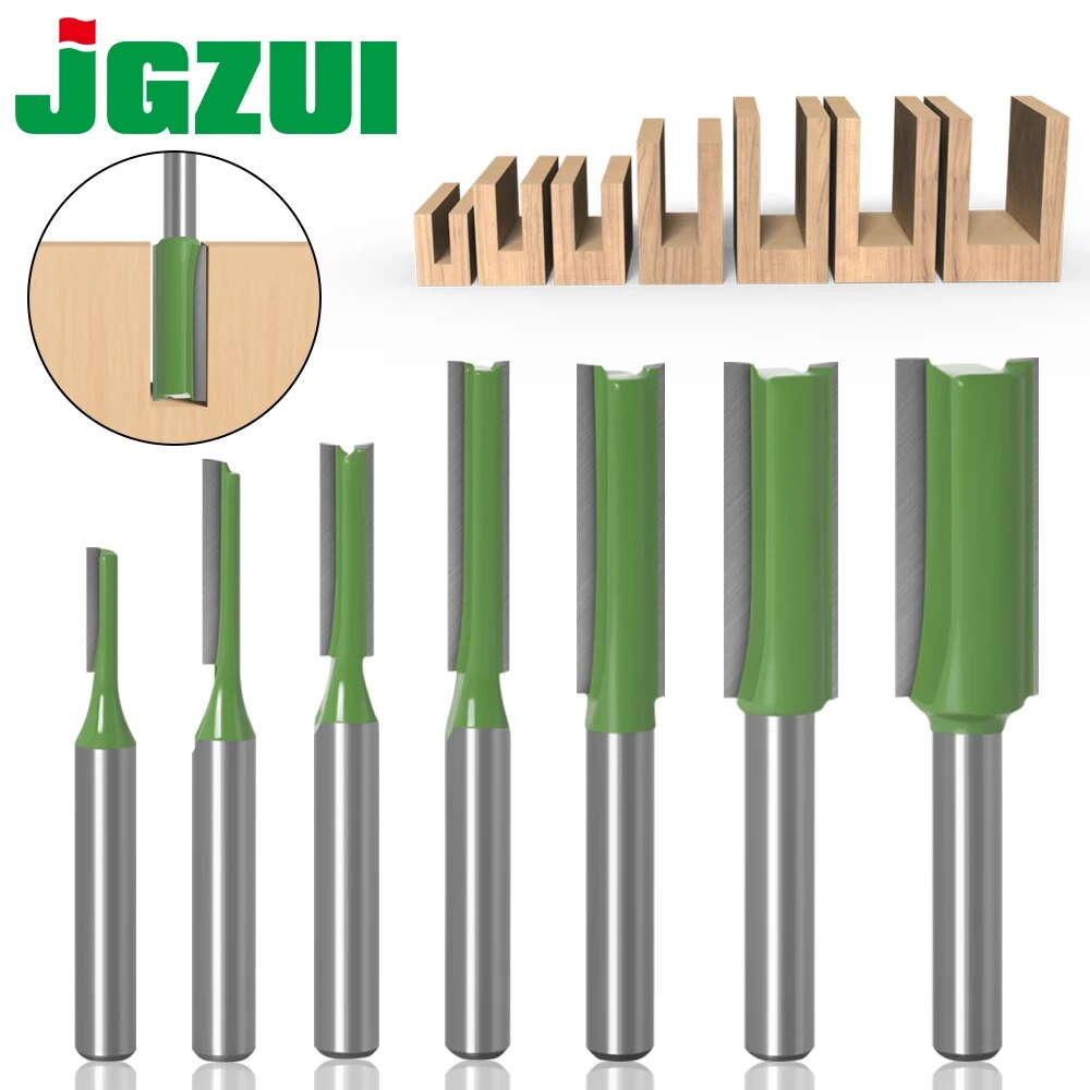 1-7pcs 6mm 1/4 inch Shank Single Double Flute Straight Bit Milling Cutter for Wood Tungsten Carbide Router Bit Woodwork Tool