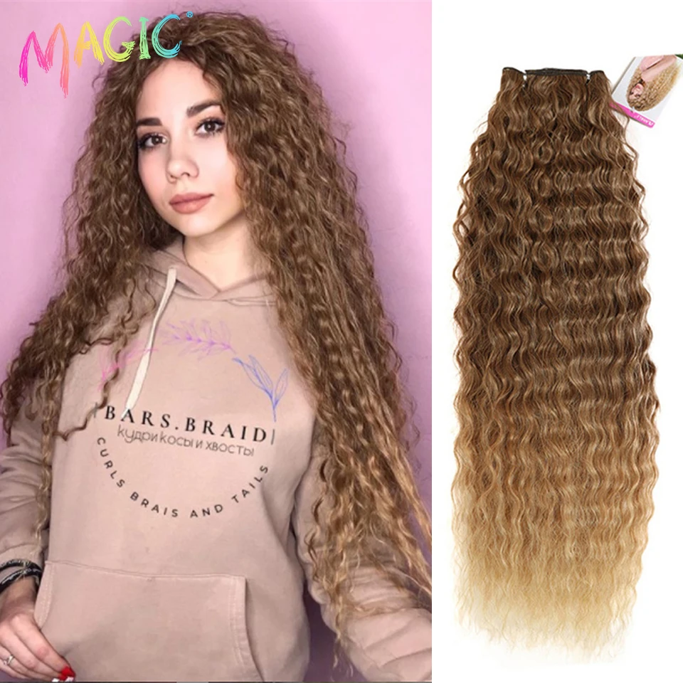 MAGIC Deep Curly Synthetic Hair Weave Deep Wave Hair Bundles 28