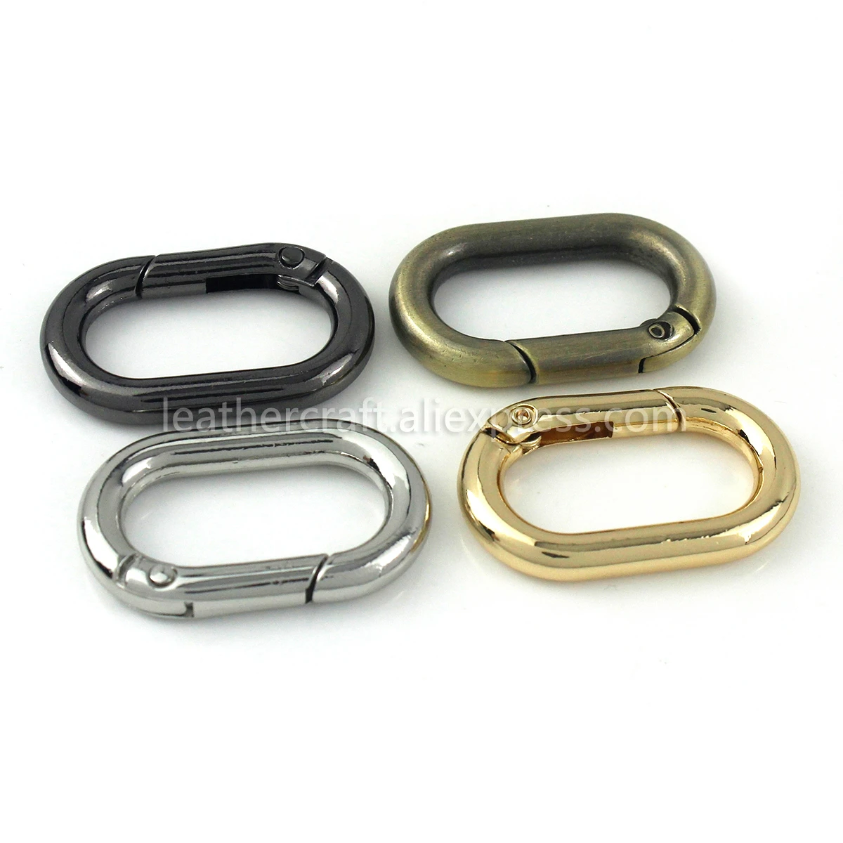 1x Metal Oval Ring Snap Hook Spring Gate Trigger Clasps Clips for Leather Craft Belt Strap Webbing Keychain Hooks