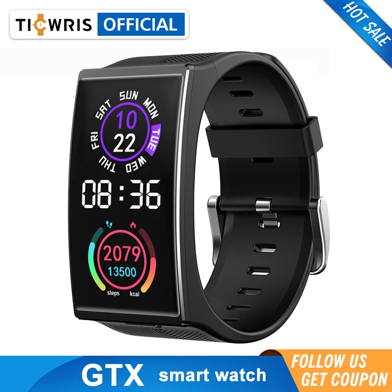 TICWRIS GTX Smartwatch 1.9 inch IP68 waterproof Color Screen Bluetooth 5.0 Blood Pressure Sleep monitor 300mAh Smart watch Men