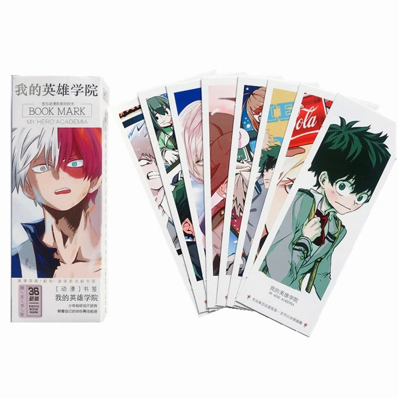 36 Pcs/Set Anime My Hero Academia Paper Bookmark Midoriya Izuku, Todoroki Shouto Book Holder Message Card Cosplay Gift