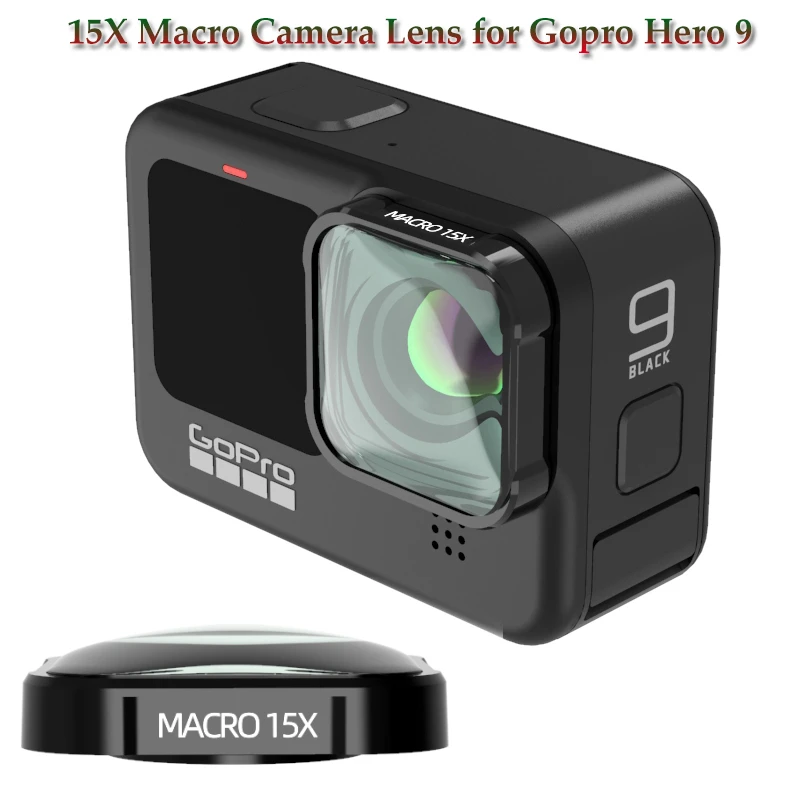 4K HD 15X Macro Camera Lens for Gopro Hero 10/9 Black Action Camera Optical Glass Lens Vlog Shooting Additional Lens Accessories