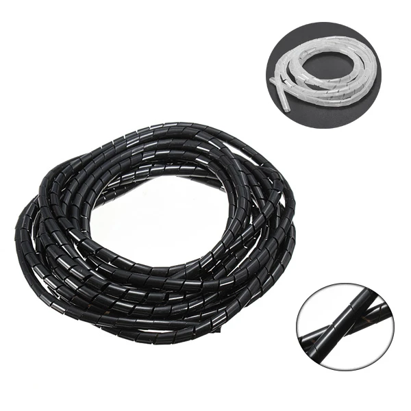 5M/10M Black/White Spiral Wrapping Wire Organizer Sheath Tube Flexible Manage Cord 6mm Wire Cable Sleeves for PC Computer Home