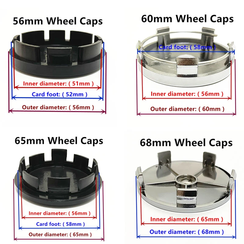 4pcs 50mm 56mm 60mm 65mm 68mm No Logo Rim Caps Cover For Car Paste Wheel Center Sticker Badge Accessories Wheel Center Caps