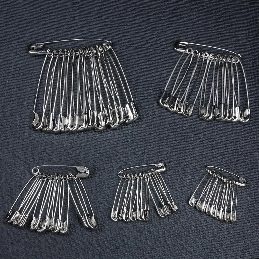 High Quality 50pcs Safety Pins DIY Sewing Tools Accessory Silver Metal Needles Large Safety Pin Small Brooch Apparel Accessories