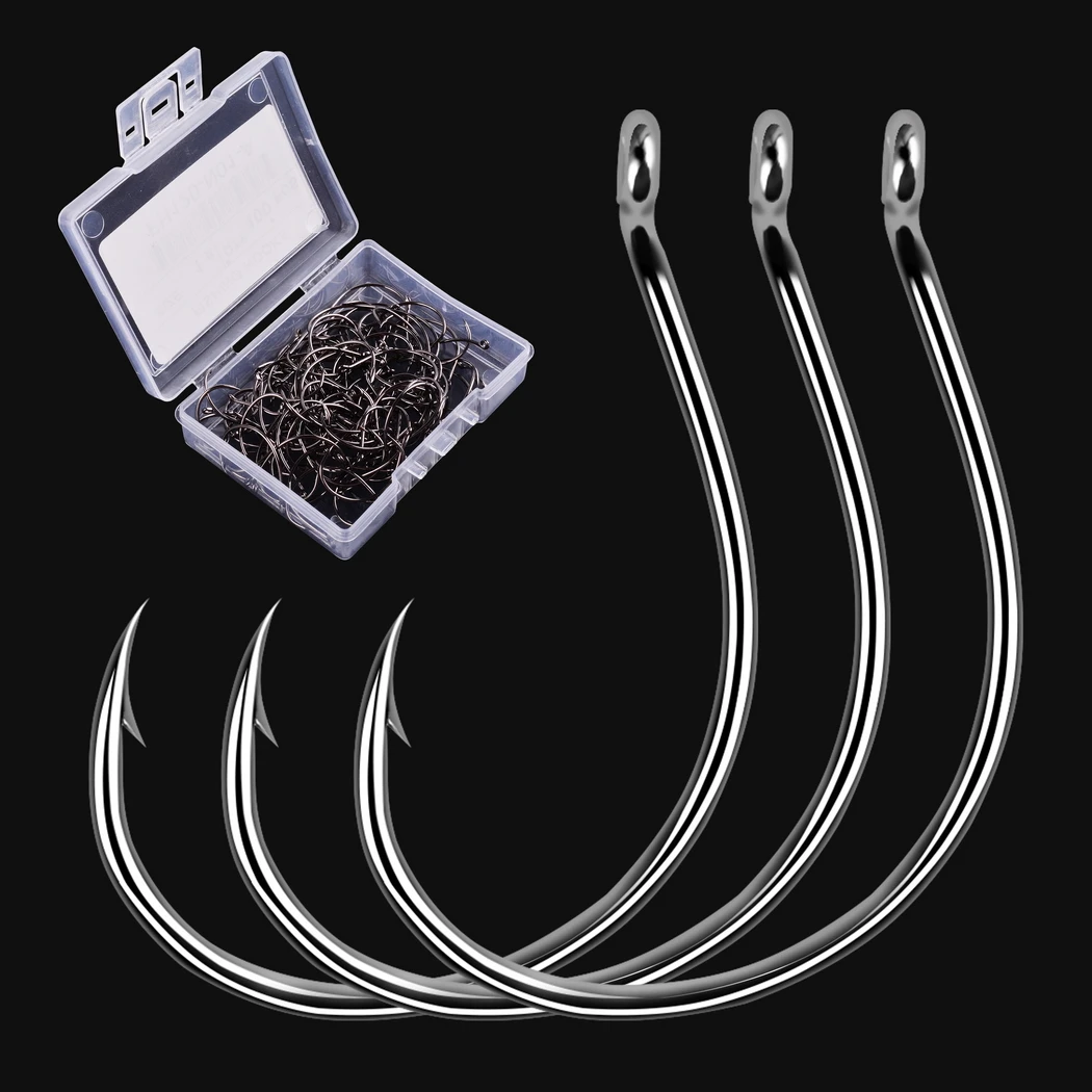 Barbed Fishing Hook Set 100PCS Carbon Steel Fishing Gear for Bulk River Shrimp and Lobster Eye Fishing Hooks Tackle Box Fishhook