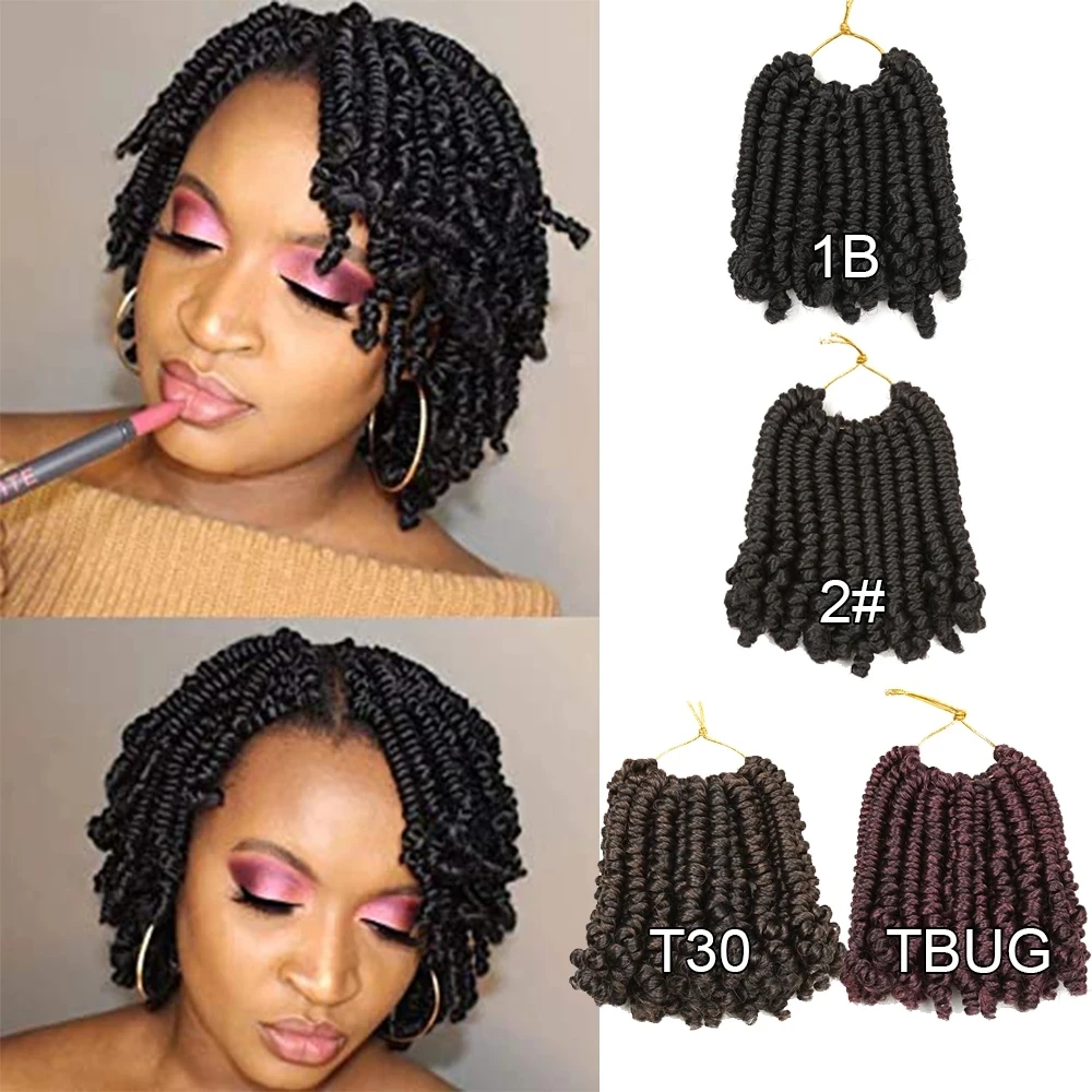 Bob Spring Twist Crochet Hair 6Inch Bomb Passion Twists Synthetic Braiding Hair 20roots/Pack For Women Alibaby