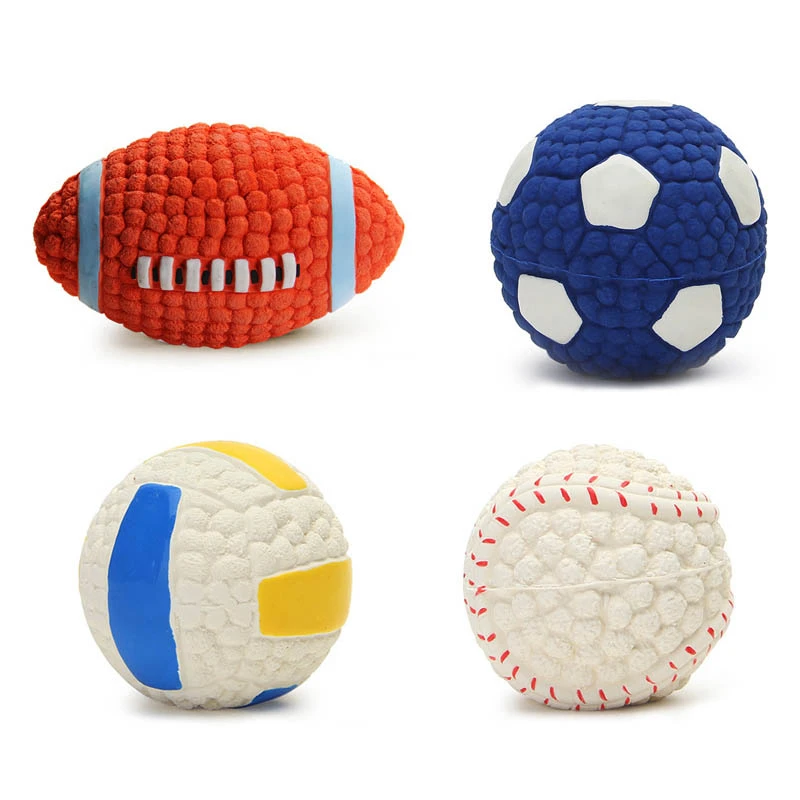 Soft Latex Pet Dog Toy Ball Squeak Toys Cleaning Tooth Chew Voice Toy Pet Supplies Non-toxic Training Balls Durable