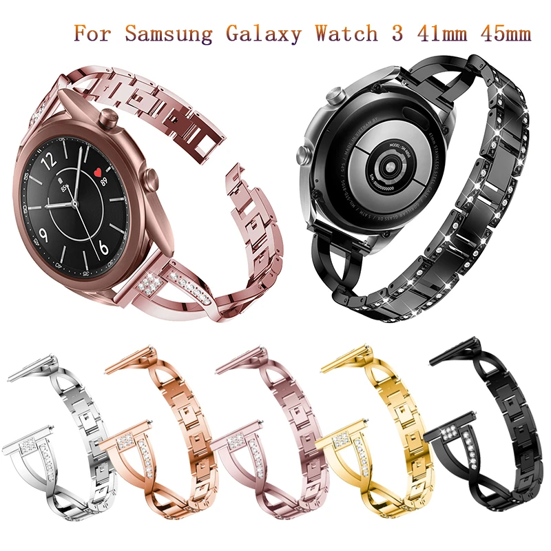 20 22mm For Samsung galaxy watch 3 41mm 45mm Active 2 40mm 44mm luxury Stainless Steel Strap band Watchband Metal Aolly Bracelet