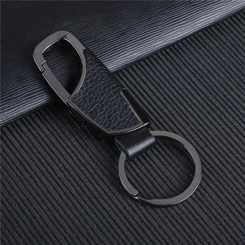 Luxury Leather Men Keychain Black Clasp Creative DIY Keyring Holder Car Key Chain For Men Jewelry Gift