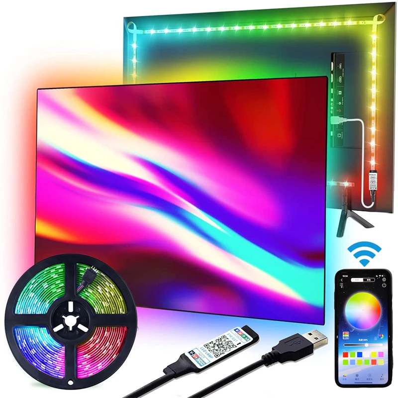 USB LED Strip Light RGB 2835 5050 Bluetooth Control DC5V TV Backlight Strips Lights Color Changing Lights for Home Decor