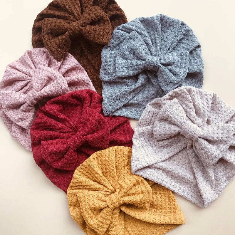 2021 Winter Autumn Baby Hat Turban Cute Bow Knitted Baby Girl Hats Beanie Newborn Soft Cotton Solid Color Infant Kids Headwear