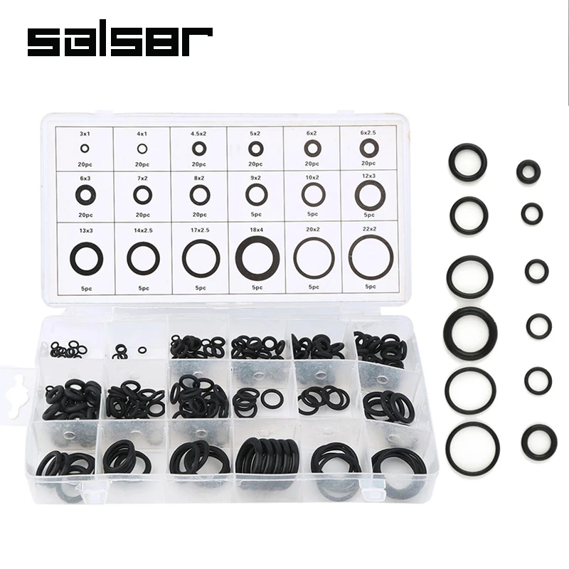 225Pcs Rubber O Ring Oil Resistance O-Ring Washer Seals Watertightness Assortment Different Size With Plactic Box Kit Set