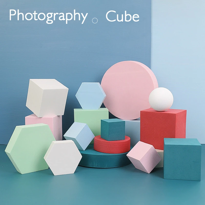 Set sale Hard Foam Geometric Cube Life Photo Photography Material Fotografia Shoot Props for Jewelry, Toiletries, Makeup Tools