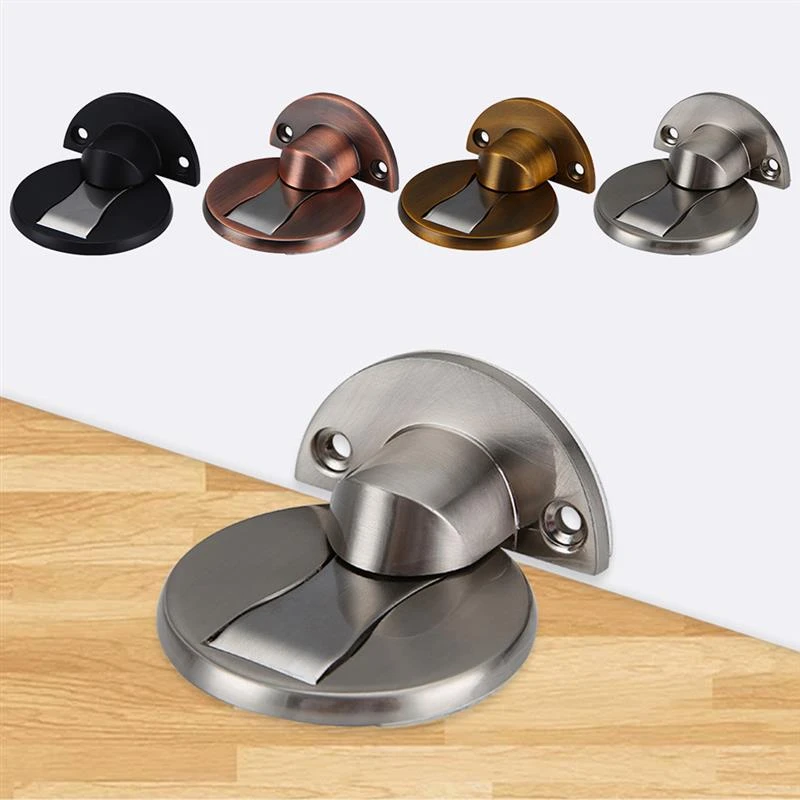 Stainless Steel Magnetic Door stopper Modern magnet Hidden Door Stops Holders Catch Floor Nail-free Doorstop Furniture Hardware