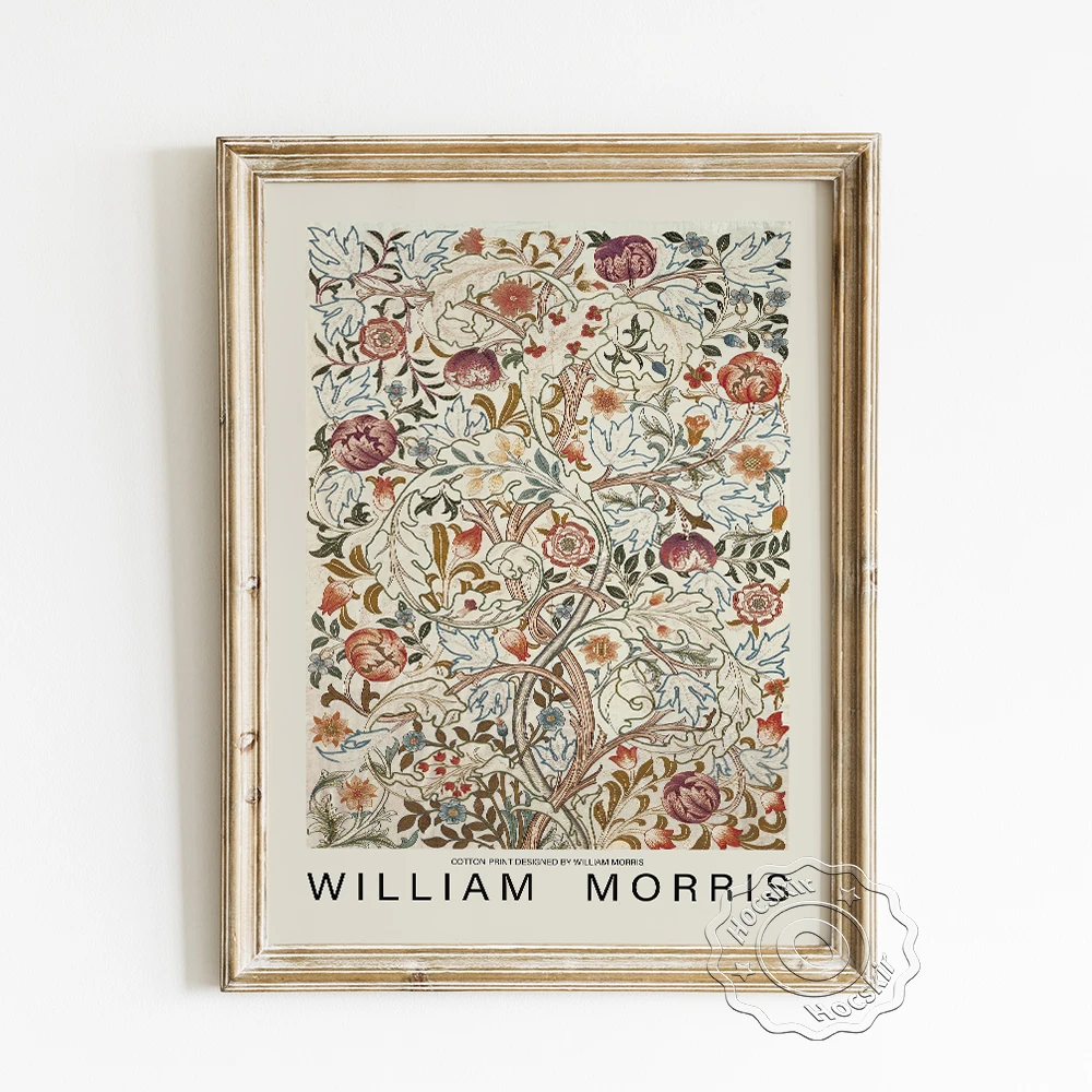 William Morris Exhibition Museum Poster, Naturalistic Floral Wallpaper Pattern Design Prints, Fabric Acanthus Flower Home Decor