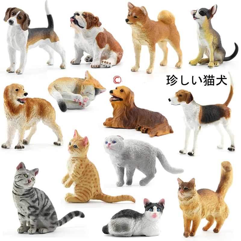Japanese genuine bulks 28 sets cute pet puppies Ragdoll Bobtails Shorthair Ragdoll cats Akita Bulldog Foxhound desktop figure