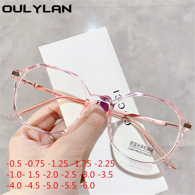 Oulylan -1.75 2.0 2.5 3.0 Finished Myopia Glasses Women Men Blue Light Blocking Glasses Students Shortsighted Eyeglasses -1.5