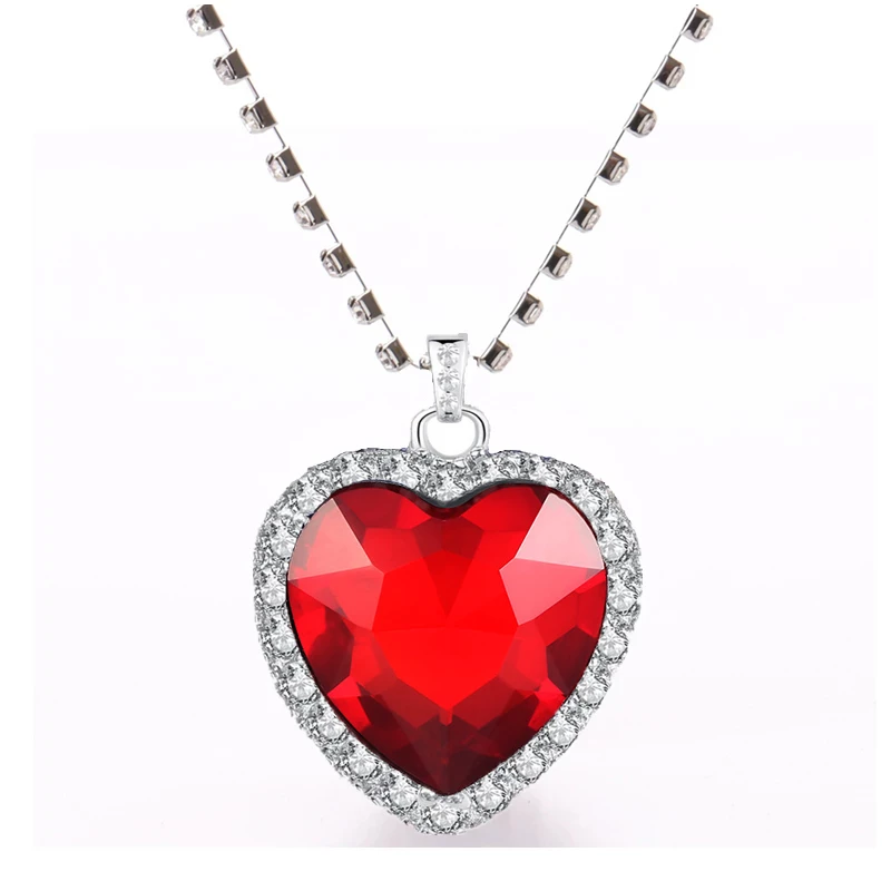 Exquisite Heart Pendant Necklace for Women Titanic Heart of Ocean Blue Heart 