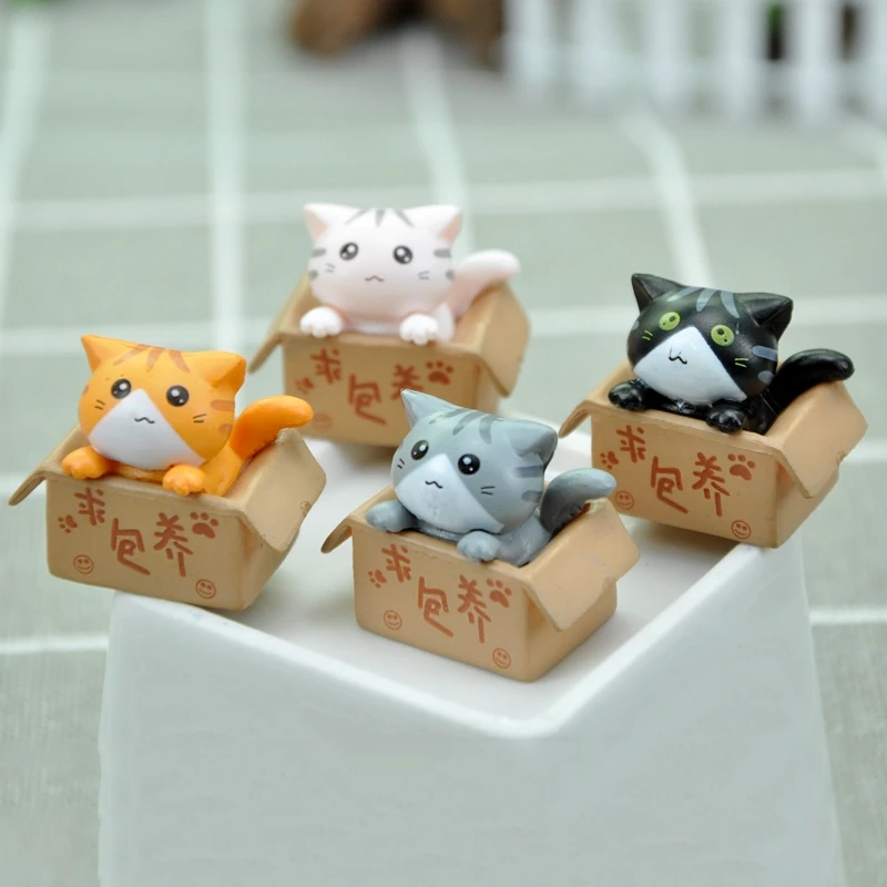 Cute Mini PVC Animal Miniatures Fairy Garden Decorations Kawaii Cartoon Cat  animal Model decoration accessories modern toy