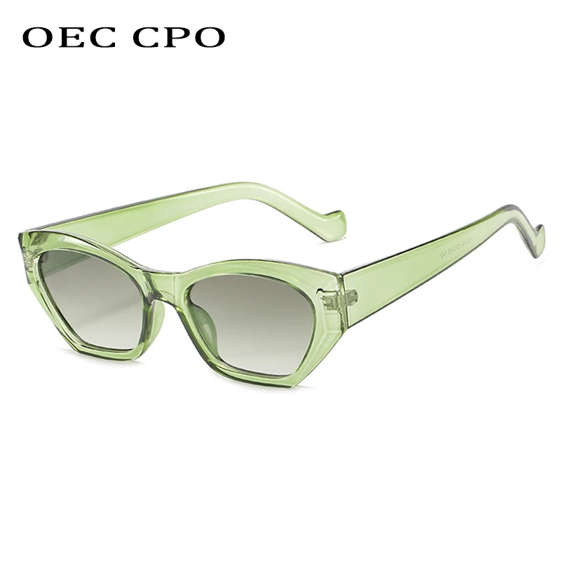 OEC CPO Vintage Small Square Sunglasses Women New Fashion Light Green Retro Sun Glasses Female Cat eye Eyeglasses UV400 Oculos