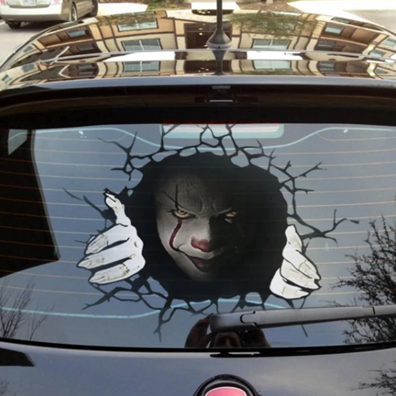 Car Horror Sticker Rear Window Stickers PVC Vinyl Wrap Film 3D Transparent Glass Stickers