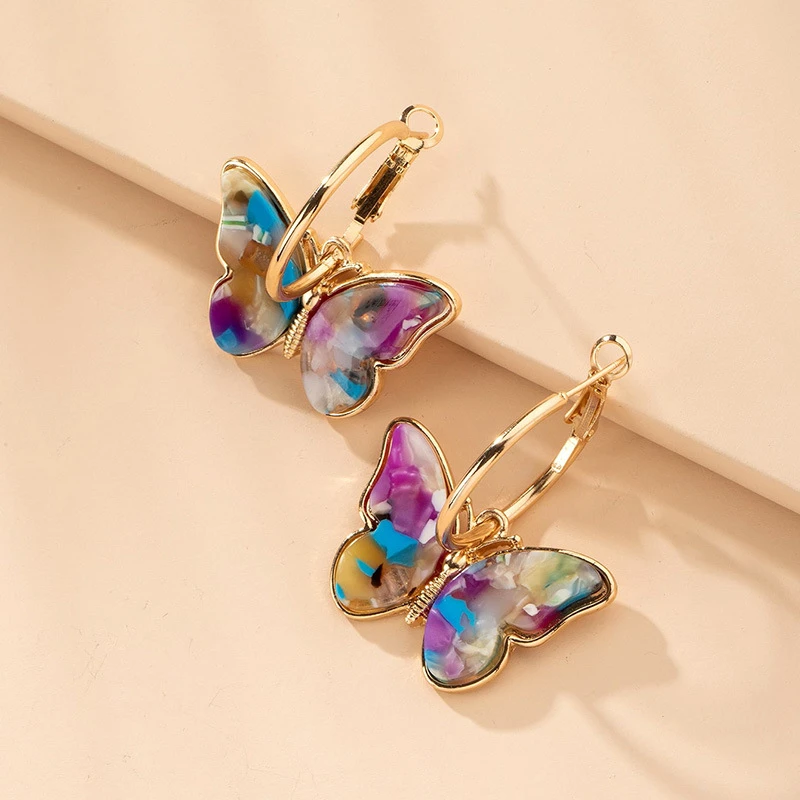 1Pair Temperament of Japan and South Korea Fashion Butterfly Earrings Contracted Female Character Joker Eardrop