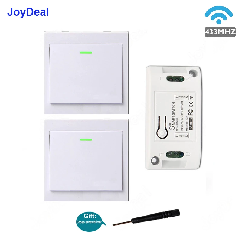 433 MHz Wireless Smart Switch Receiver 86 Wall Panel Transmitter AC 110V 220V 1CH Smart Home RF Remote Control Wall Light Switch