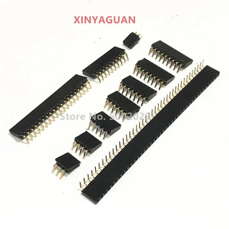 Single row female 2.54mm Pitch 1*2/3/4/5/6/7/8/9/10/20/40 PiN Single Row Right Angle Female PCB Header Connector For Arduino
